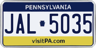 PA license plate JAL5035