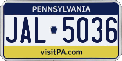 PA license plate JAL5036