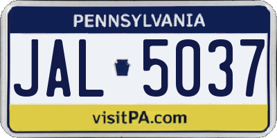 PA license plate JAL5037