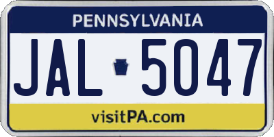 PA license plate JAL5047