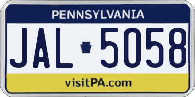 PA license plate JAL5058