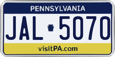 PA license plate JAL5070