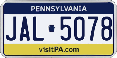PA license plate JAL5078