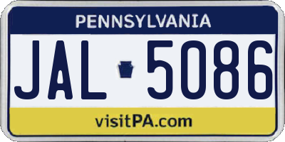 PA license plate JAL5086