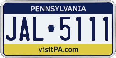 PA license plate JAL5111