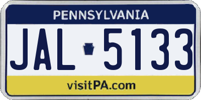 PA license plate JAL5133