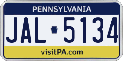 PA license plate JAL5134