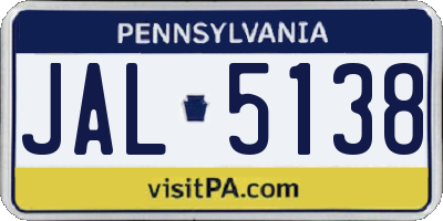 PA license plate JAL5138