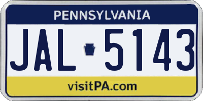 PA license plate JAL5143