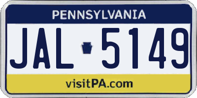 PA license plate JAL5149