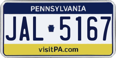 PA license plate JAL5167