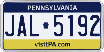 PA license plate JAL5192