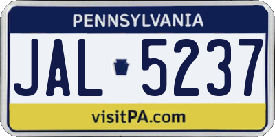 PA license plate JAL5237