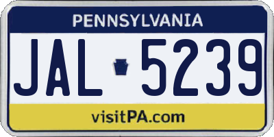 PA license plate JAL5239