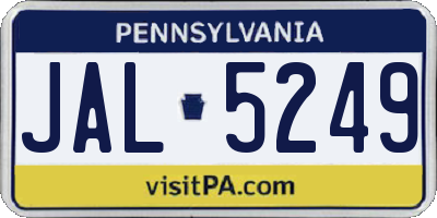 PA license plate JAL5249