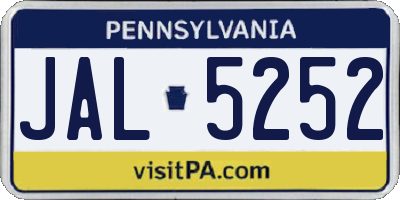 PA license plate JAL5252