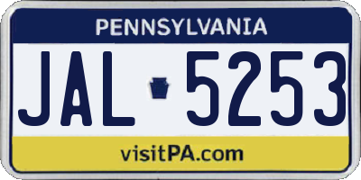 PA license plate JAL5253