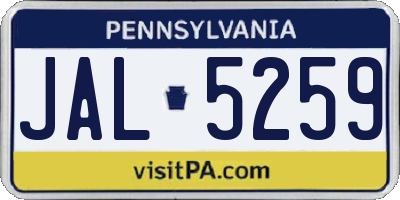 PA license plate JAL5259