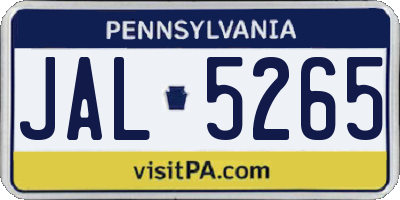 PA license plate JAL5265