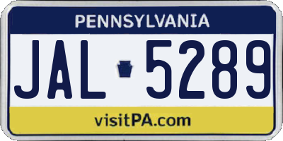 PA license plate JAL5289