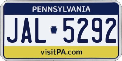 PA license plate JAL5292