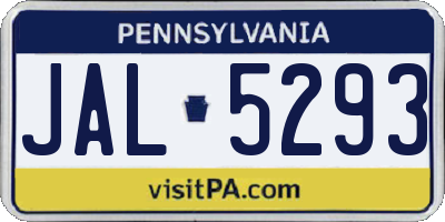 PA license plate JAL5293