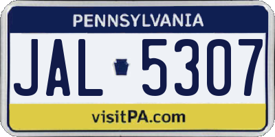 PA license plate JAL5307