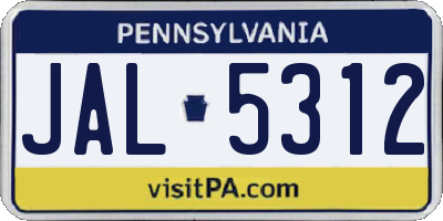 PA license plate JAL5312