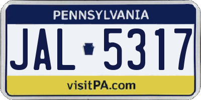 PA license plate JAL5317