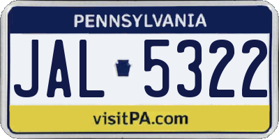 PA license plate JAL5322