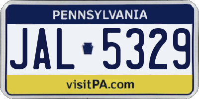 PA license plate JAL5329