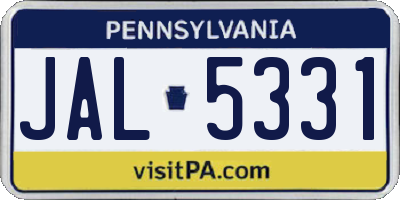 PA license plate JAL5331
