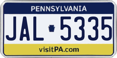 PA license plate JAL5335