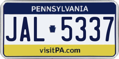 PA license plate JAL5337