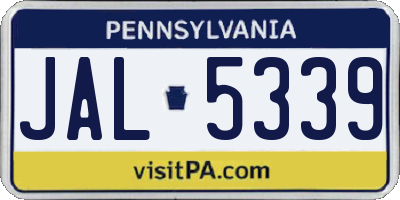 PA license plate JAL5339