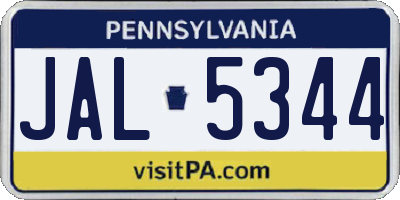 PA license plate JAL5344
