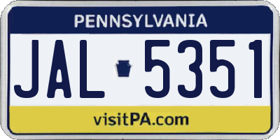 PA license plate JAL5351