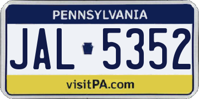PA license plate JAL5352