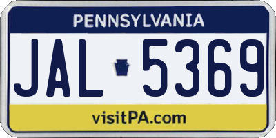PA license plate JAL5369