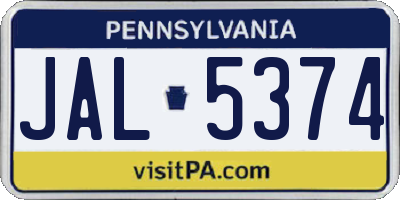 PA license plate JAL5374
