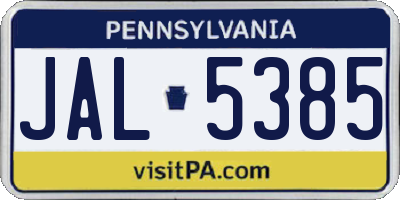 PA license plate JAL5385