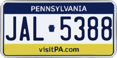 PA license plate JAL5388