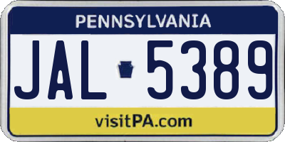 PA license plate JAL5389