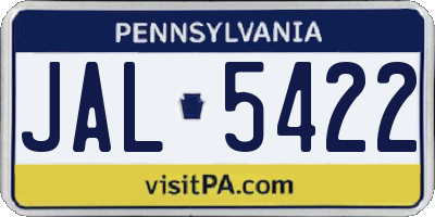 PA license plate JAL5422