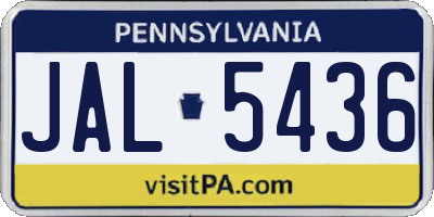 PA license plate JAL5436