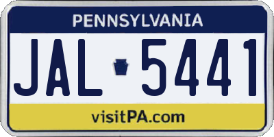 PA license plate JAL5441