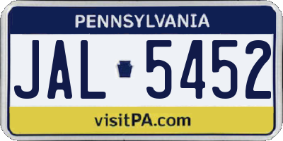 PA license plate JAL5452