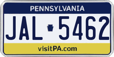 PA license plate JAL5462