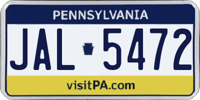 PA license plate JAL5472