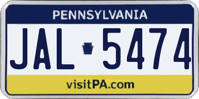 PA license plate JAL5474
